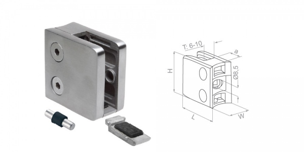 Glass clamp with support