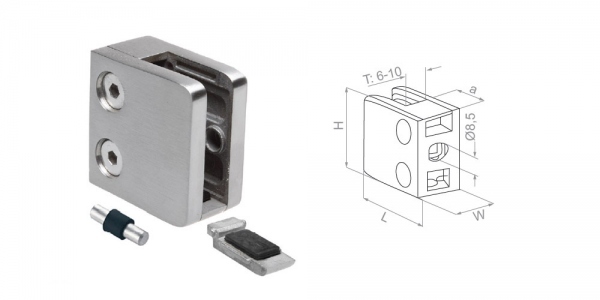 Glass clamp with support